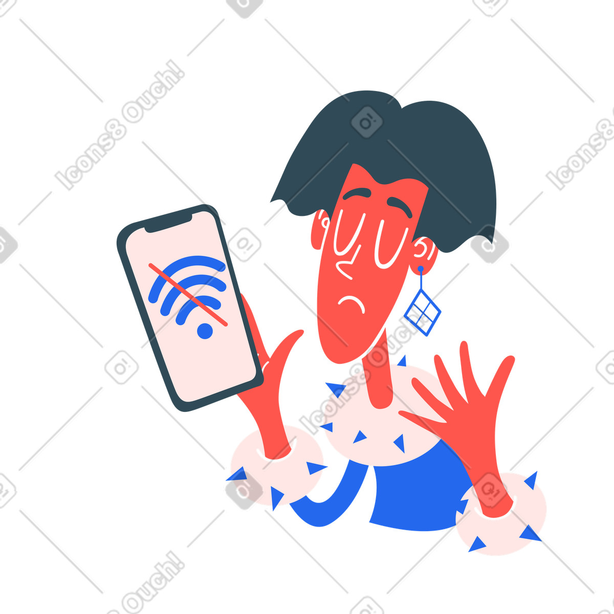 No wifi illustration in Kingdom style download in PNG, SVG