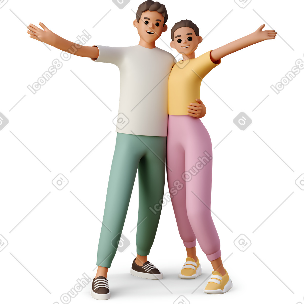 Ilustração de Joyful man and woman em no estilo 3D Casual life para baixar em PNG, SVG