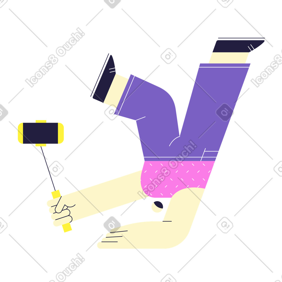 Иллюстрация Мужчина упал, делая селфи в PNG и SVG