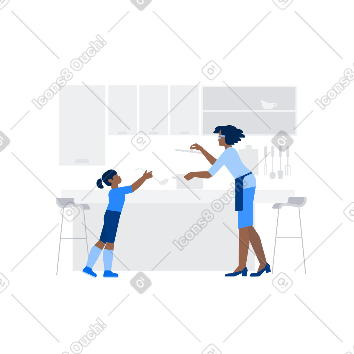Family cooking in kitchen illustration Urban style download PNG, SVG