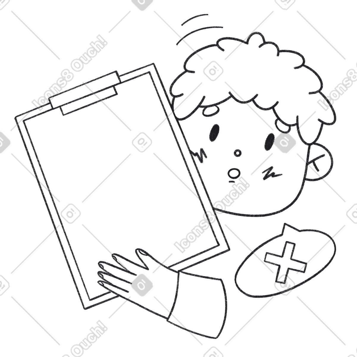 Guy is surprised that the list in his hands is empty illustration in PNG, SVG