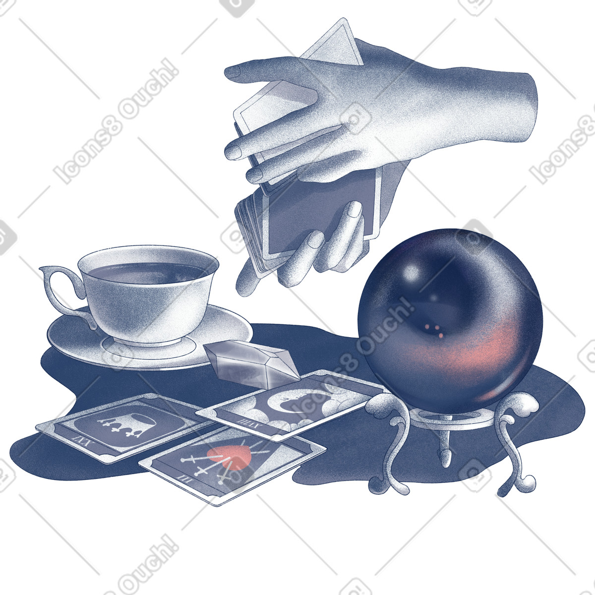 Divination by tarot card illustration in Haze style download in PNG, SVG