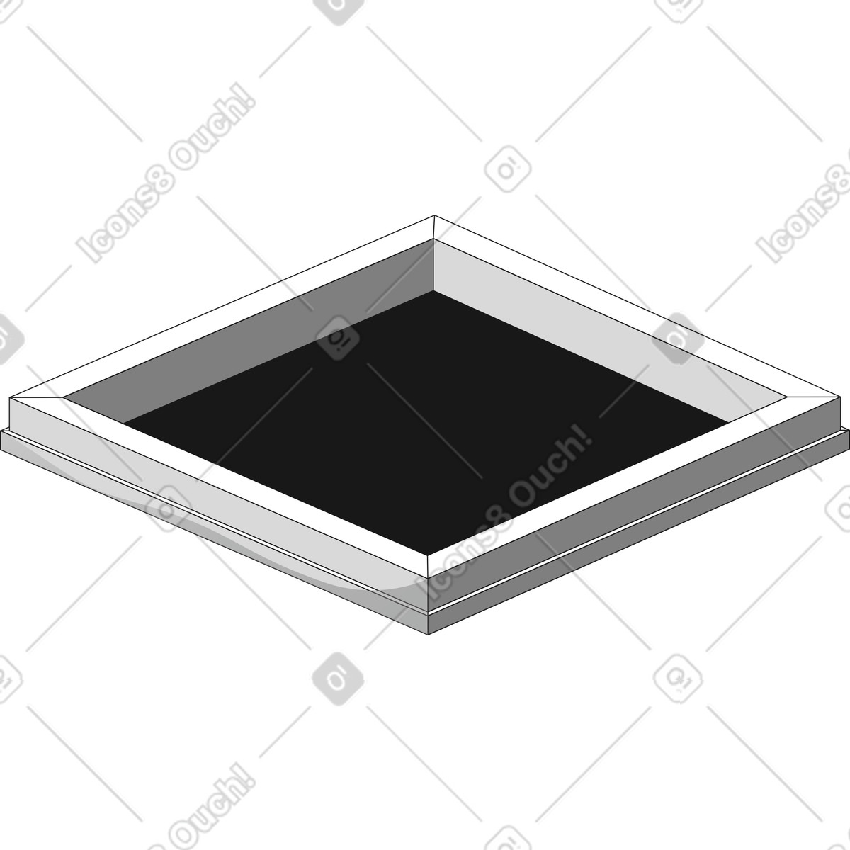Иллюстрация Platform dark layered rectangle with white border and shadowed base в стиле Futuristic — скачать в форматах PNG, SVG