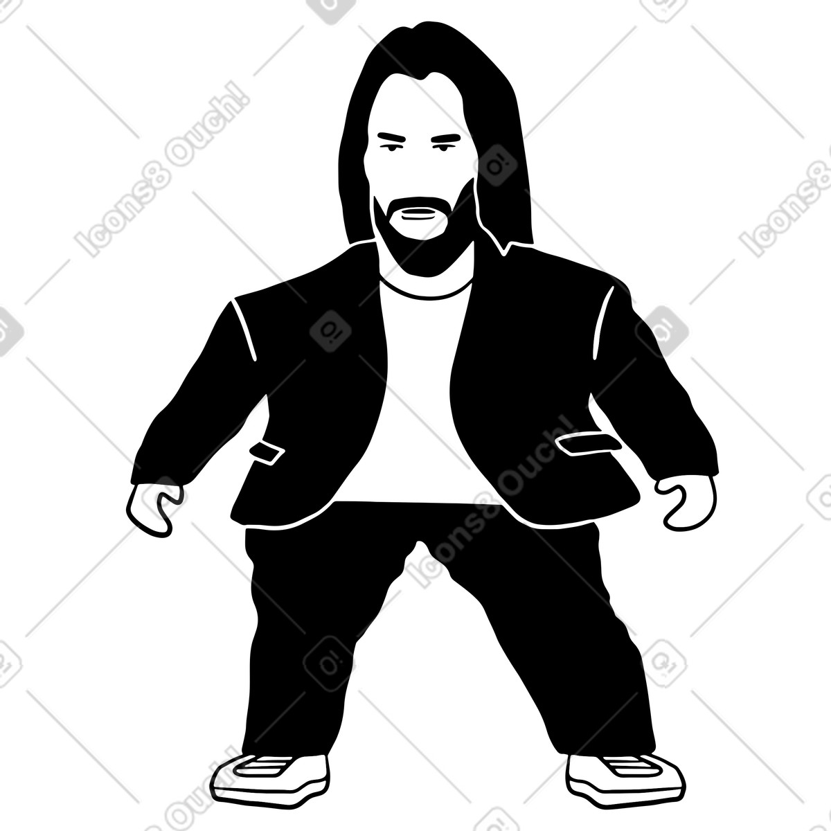 Ilustración Mini o corto keanu reeves en estilo Dudes a descargar en PNG y SVG