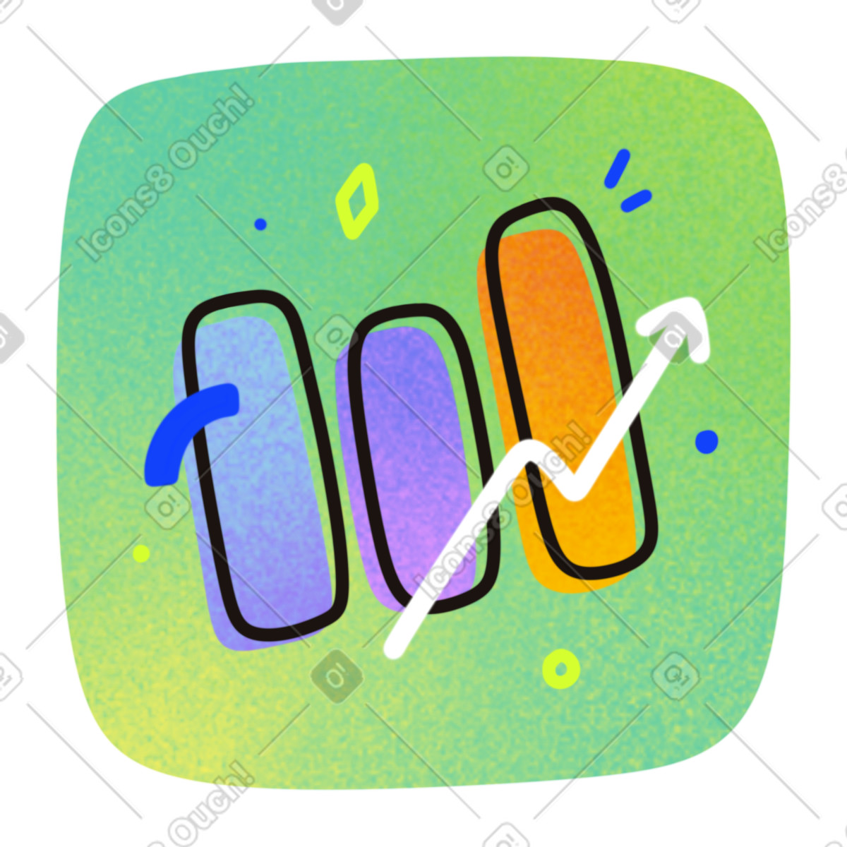 Ilustración Chart with arrow en estilo Flow a descargar en PNG y SVG