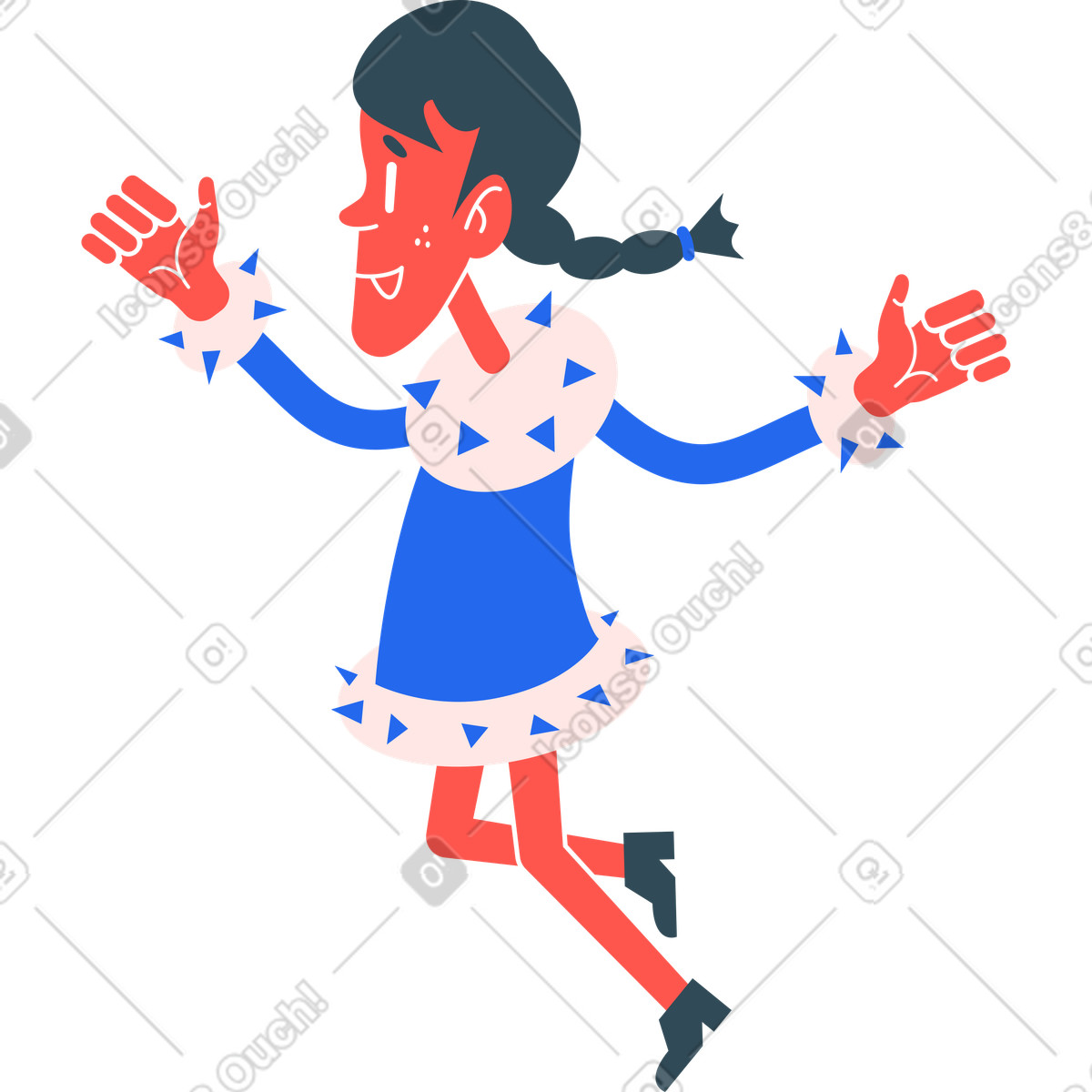 下载 Kingdom 风格的 跳跃的女孩 插画，支持 PNG、SVG 格式