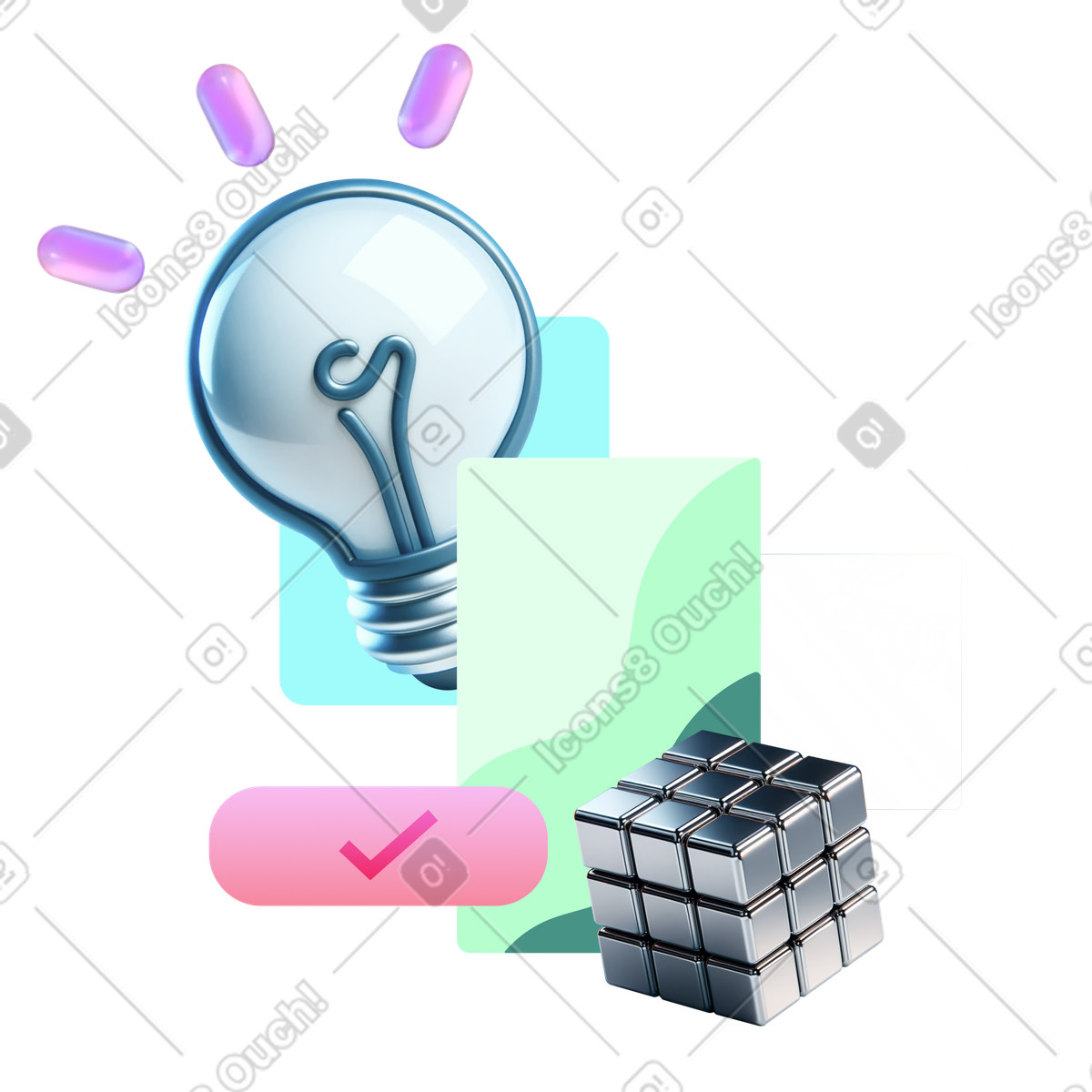 下载 Chromed 风格的 用魔方产生想法 插画，支持 PNG、SVG 格式