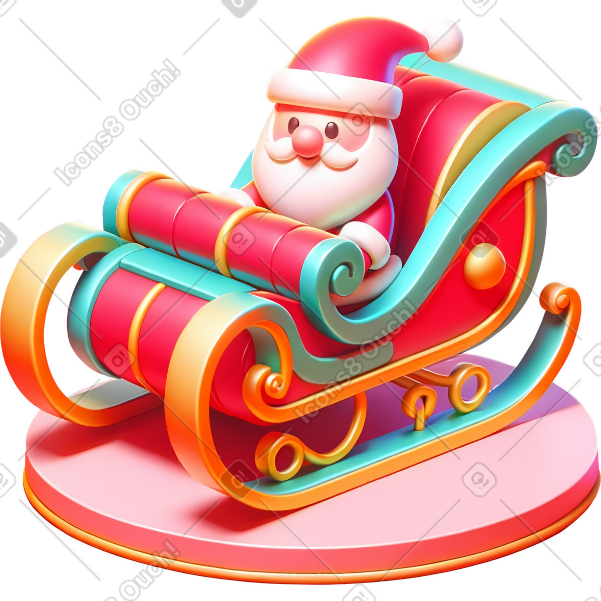 Babbo natale carino 3d sulla slitta di illustrazione in stile Experimental scarica in PNG, SVG