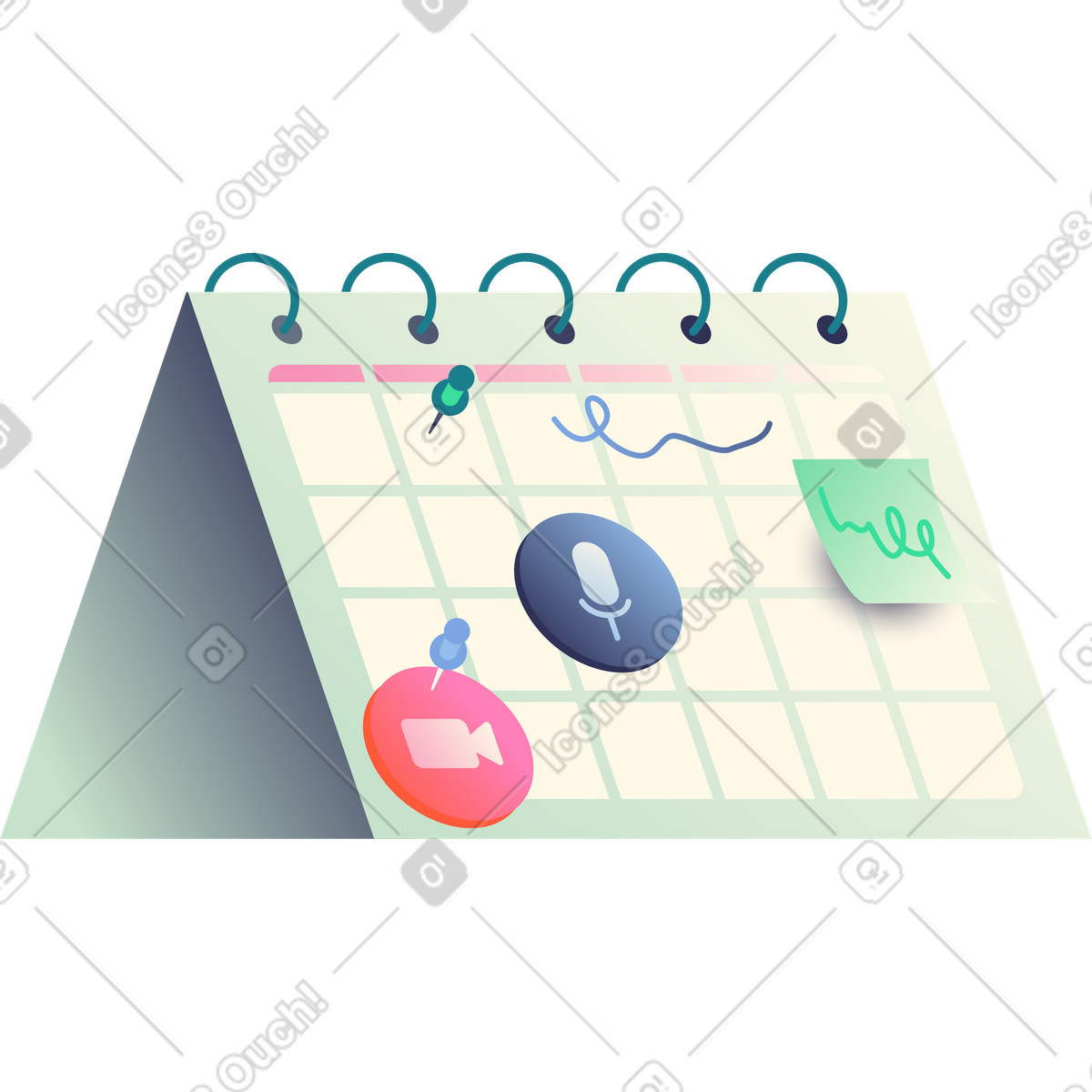 Calendario con note illustrazione in stile Beam scarica in PNG, SVG