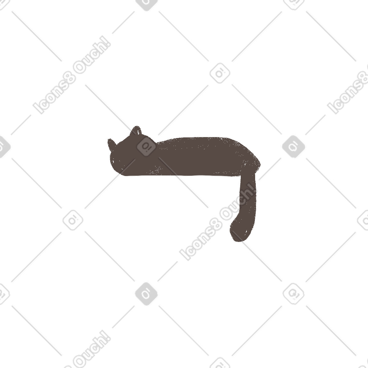 Ikigai スタイルの 灰色の猫 のイラストをPNG、SVG形式でダウンロード