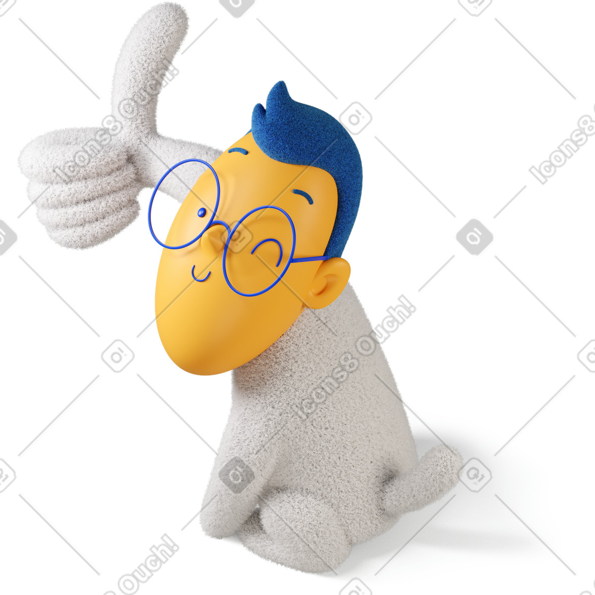 Ragazzo che strizza l'occhio mostra il pollice in alto a sinistra illustrazione stile 3D Buddy scarica PNG, SVG