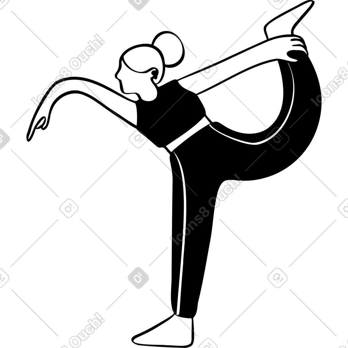 Woman standing in a yoga pose illustration Journal style download PNG, SVG
