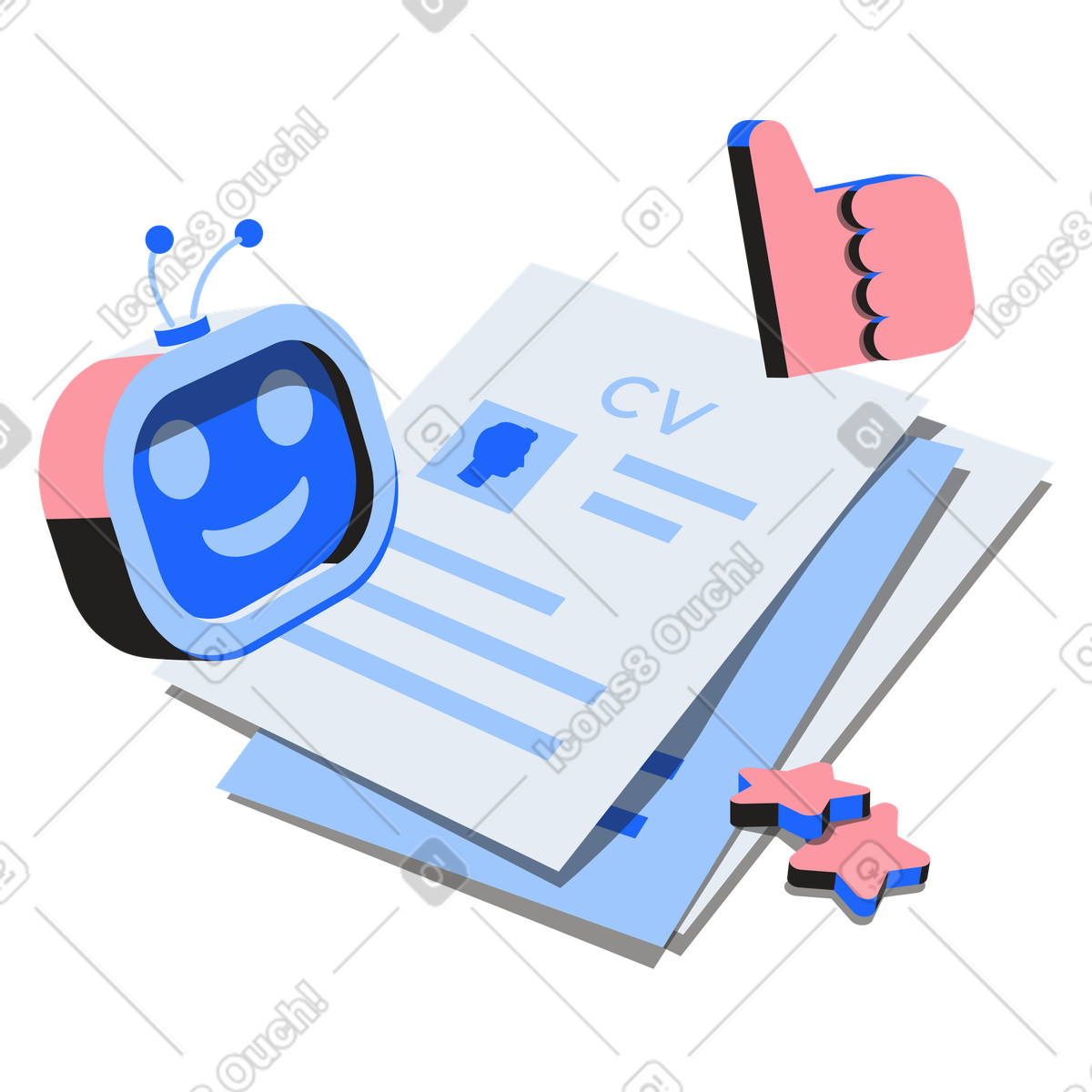 Ai in hr, bot di reclutamento e cv illustrazione stile Editorial scarica PNG, SVG
