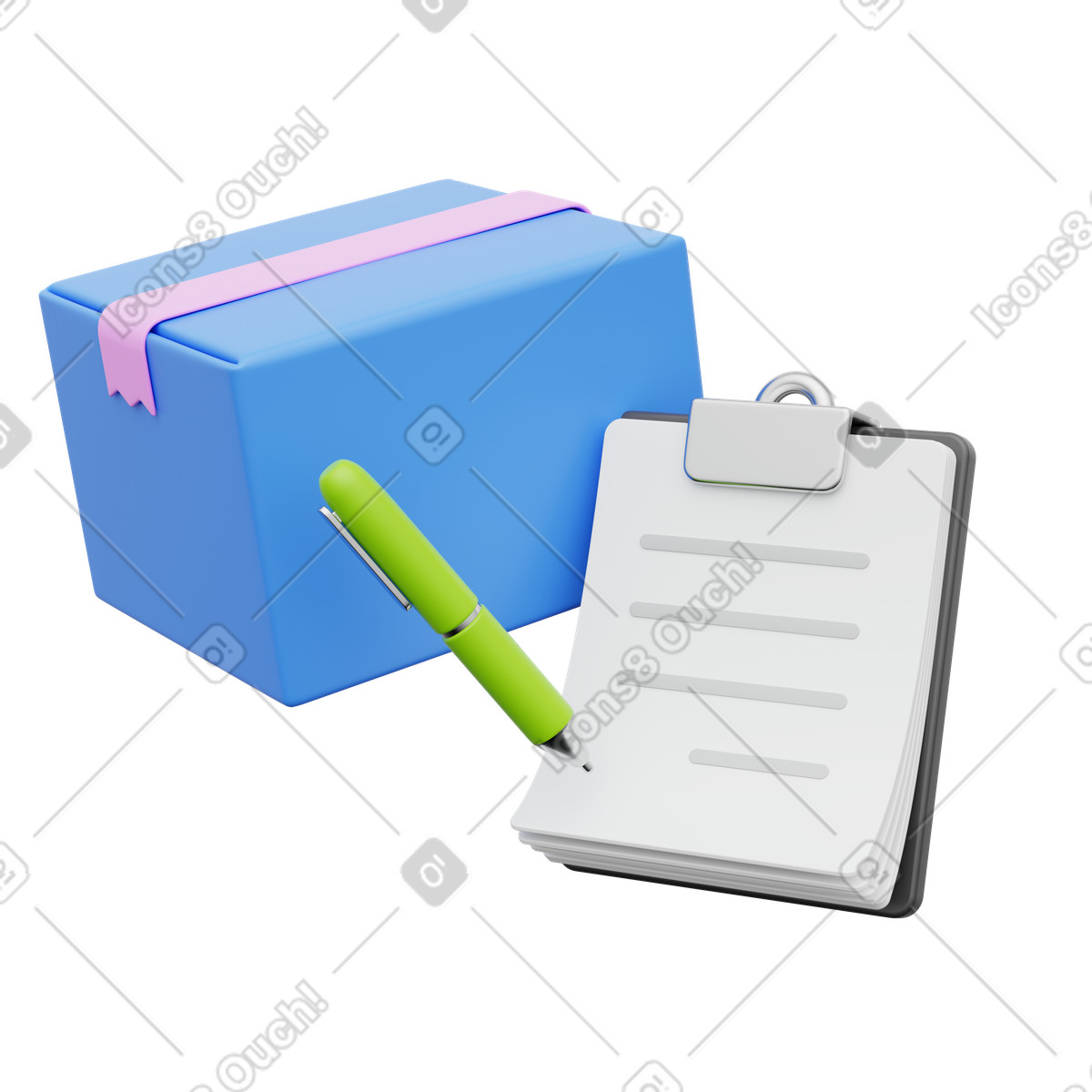 Checklist for verifying package delivery status and shipping confirmation tasks-Illustration im 3D Playful-Stil als Download in PNG, SVG