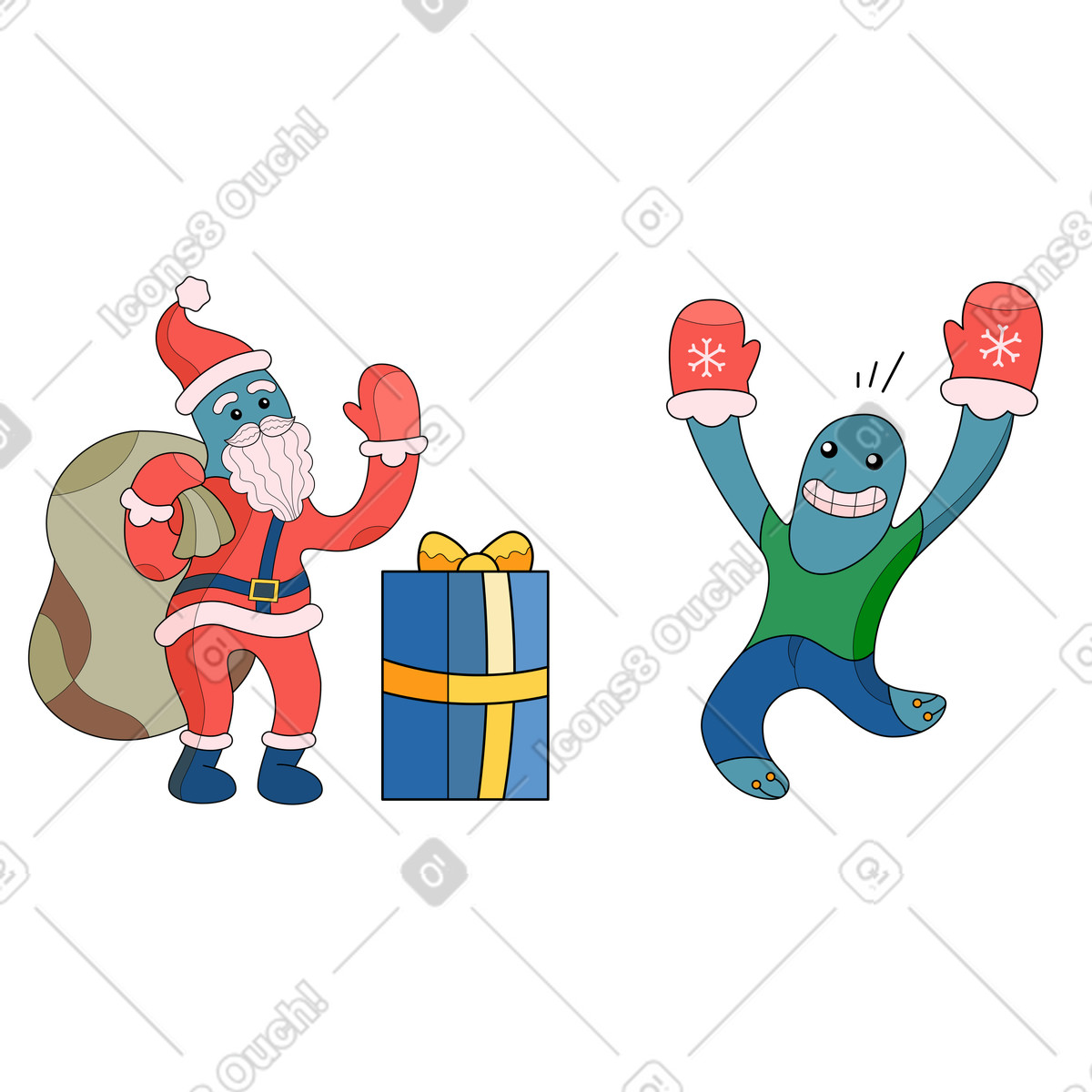 Babbo natale, grazie per il regalo! illustrazione in stile Surr scarica in PNG, SVG