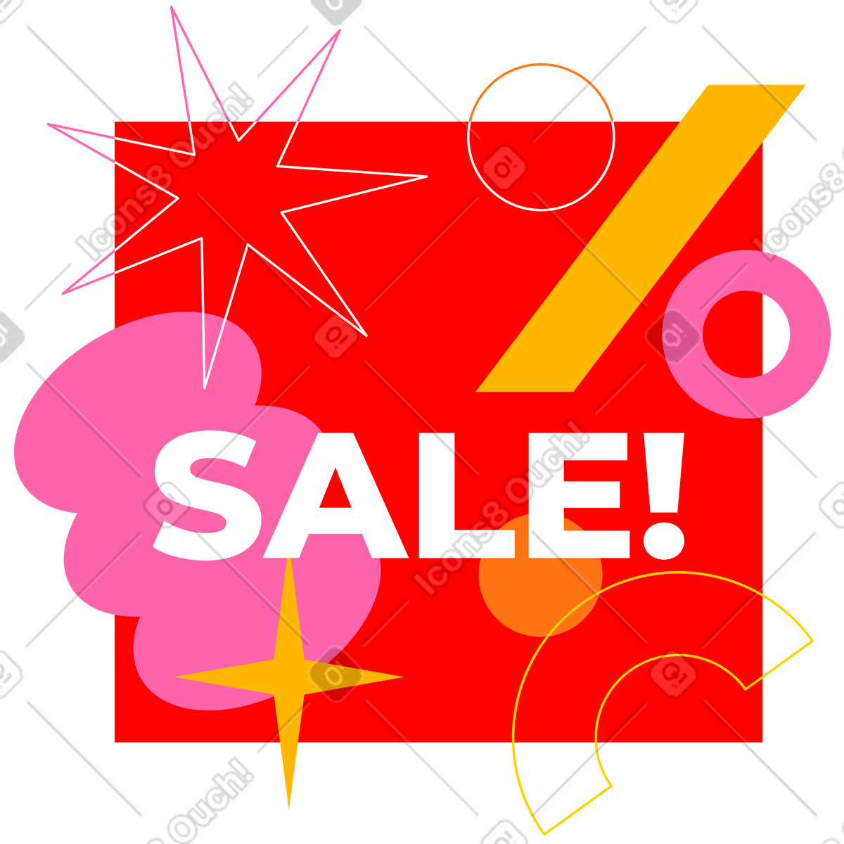 Ilustración Venta de texto y fondo geométrico abstracto con presente en estilo Typography a descargar en PNG SVG