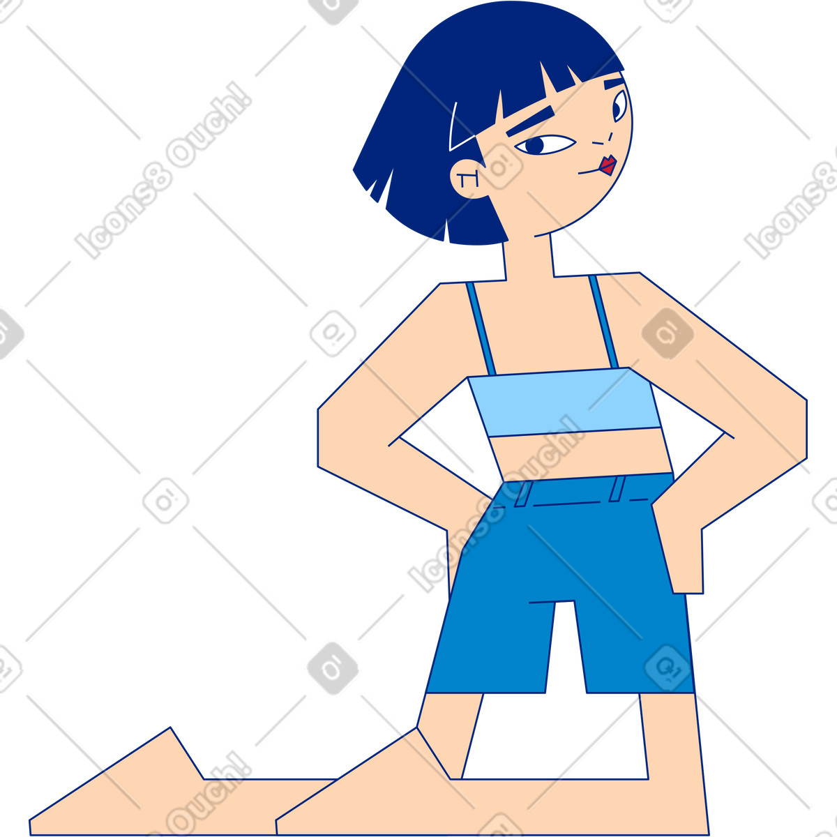 Ilustración Niña en estilo Neo-Sakura a descargar en PNG y SVG