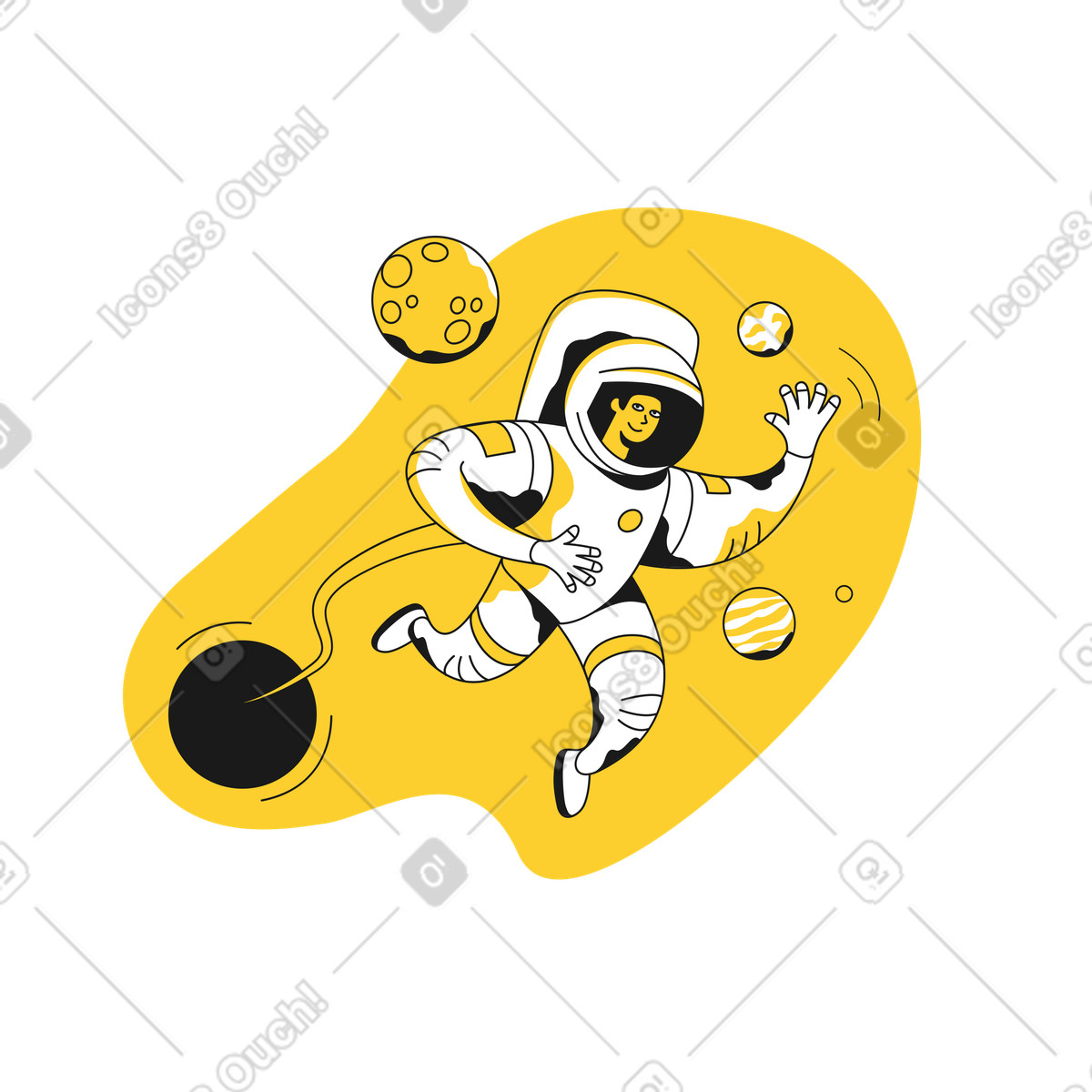 下载 Taxi 风格的 Welcome to space 插画，支持 PNG、SVG 格式