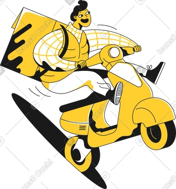 Delivery man on a scooter PNG, SVG