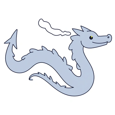 A mythical creature shaped from swirling gray cigarette smoke. The smoke forms the outline of a dragon, with intricate tendrils curling and twisting to create scales. The creature's eyes are hollow and glowing softly, adding an ethereal touch. Wisps of smoke extend from its body as if it is constantly shifting. The background is a simple, solid color to emphasize the creature's form.