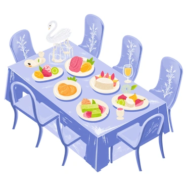 A lavish banquet table set entirely with dishes made of ice