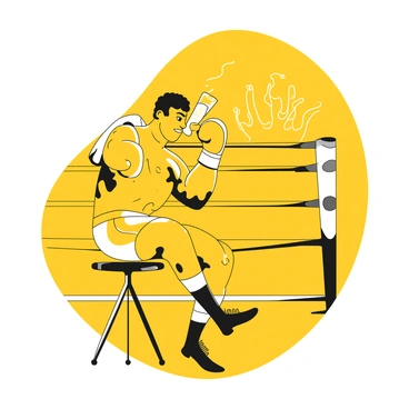 A boxer taking a hydration break, drinking water while sitting on the ring corner stool