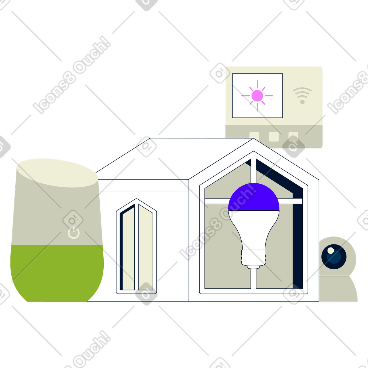 下载 Cubes 风格的 智能家居技术和智能设备 插画，支持 PNG、SVG 格式