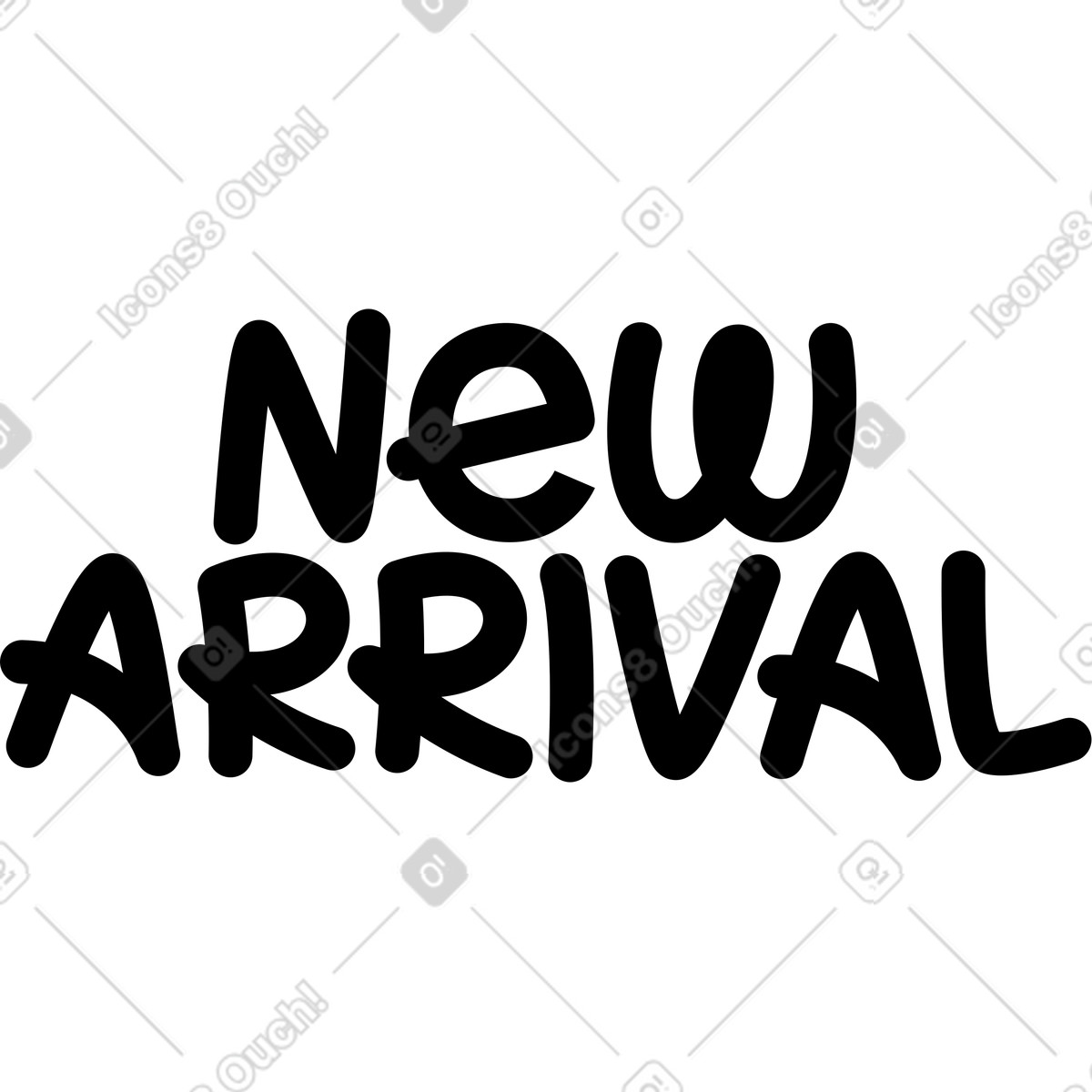 Ilustración Letras nueva llegada texto negro en estilo Lettering a descargar en PNG y SVG