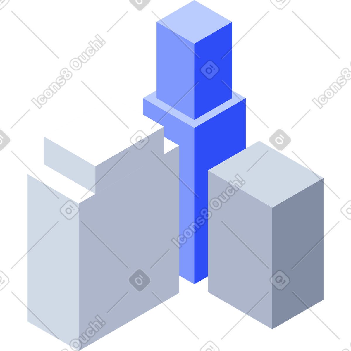Urban skyline with high rise buildings symbolizing financial district growth-Illustration im System-Stil als Download in PNG, SVG