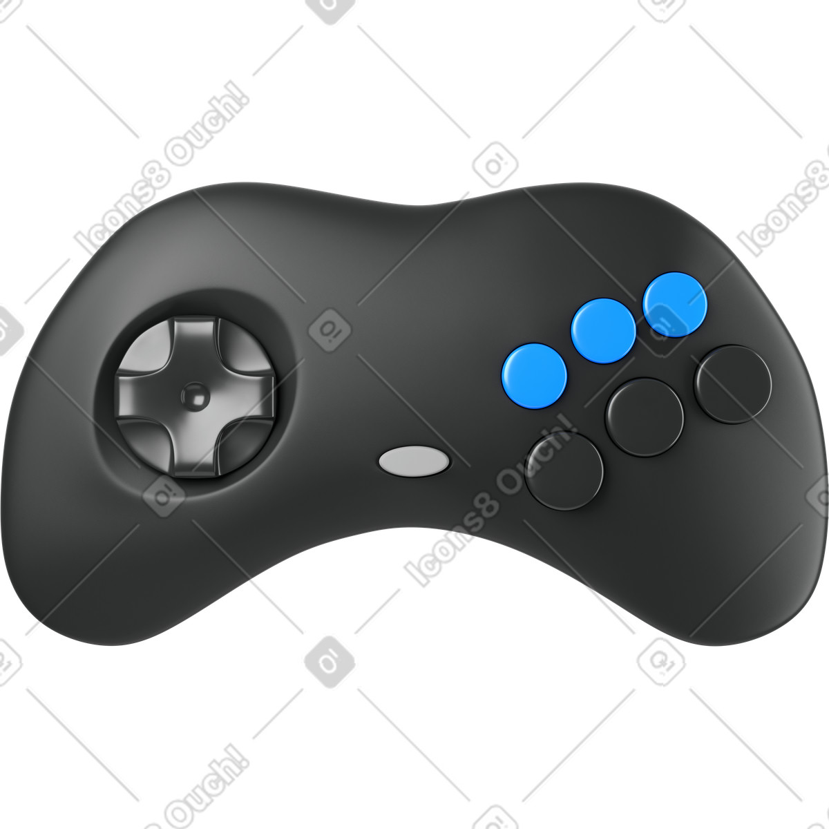 Black old game controller front view illustration in 3D Business style download in PNG, SVG