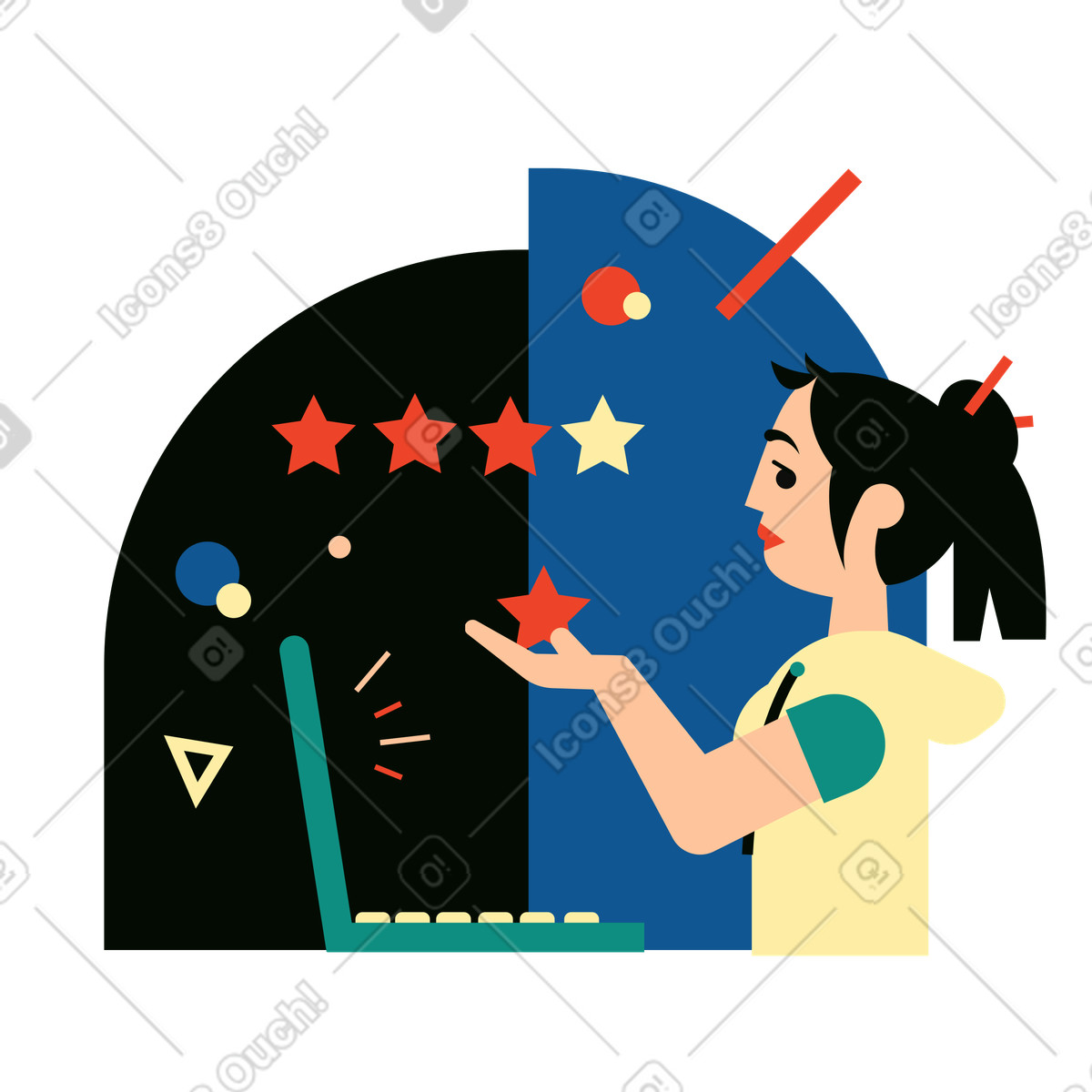 下载 Polar 风格的 给予评论评级和反馈的女性 插画，支持 PNG、SVG 格式