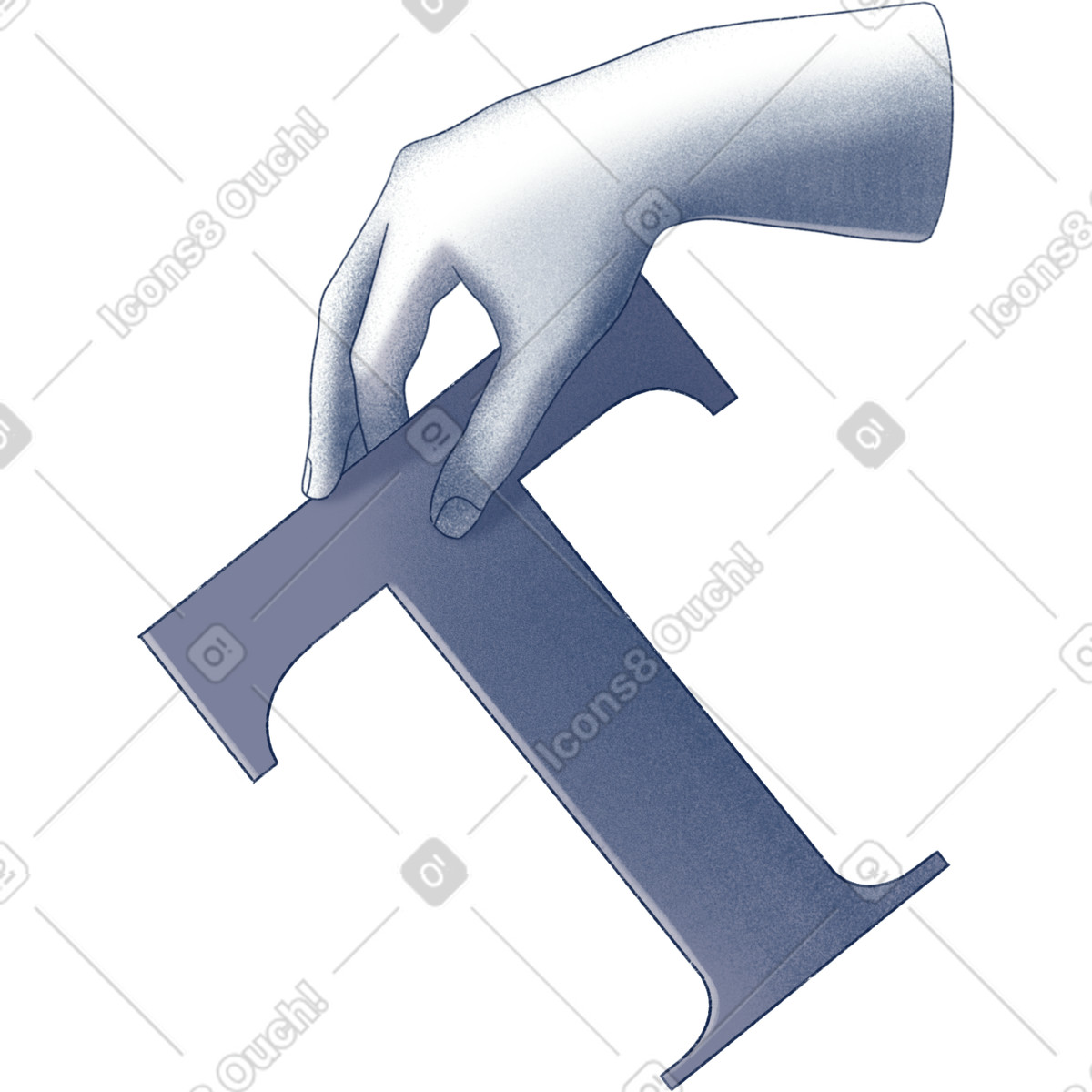 Ilustração de Hand holding the letter t em no estilo Haze para baixar em PNG, SVG