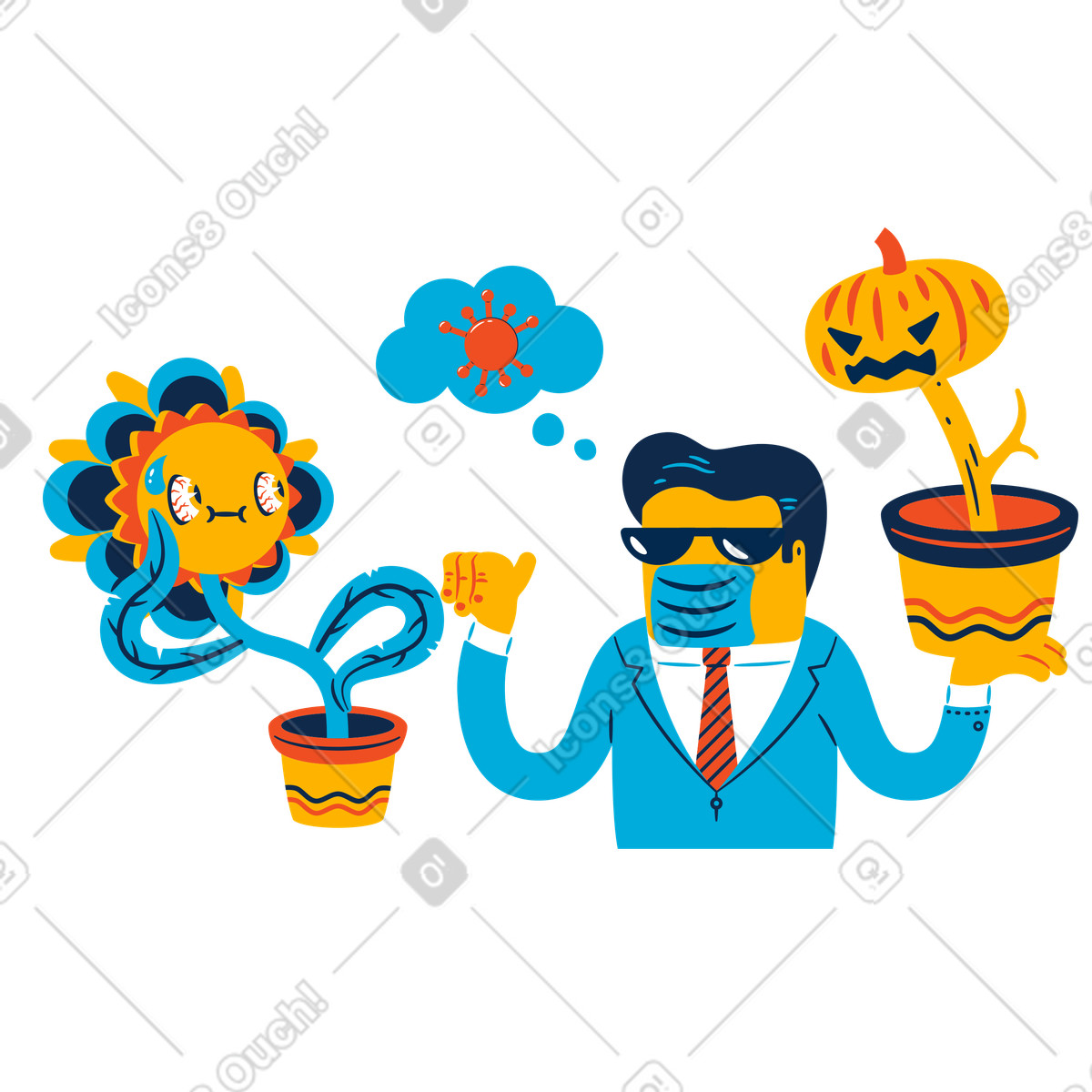 Conseguenze imprevedibili del virus illustrazione in stile Flame scarica in PNG, SVG
