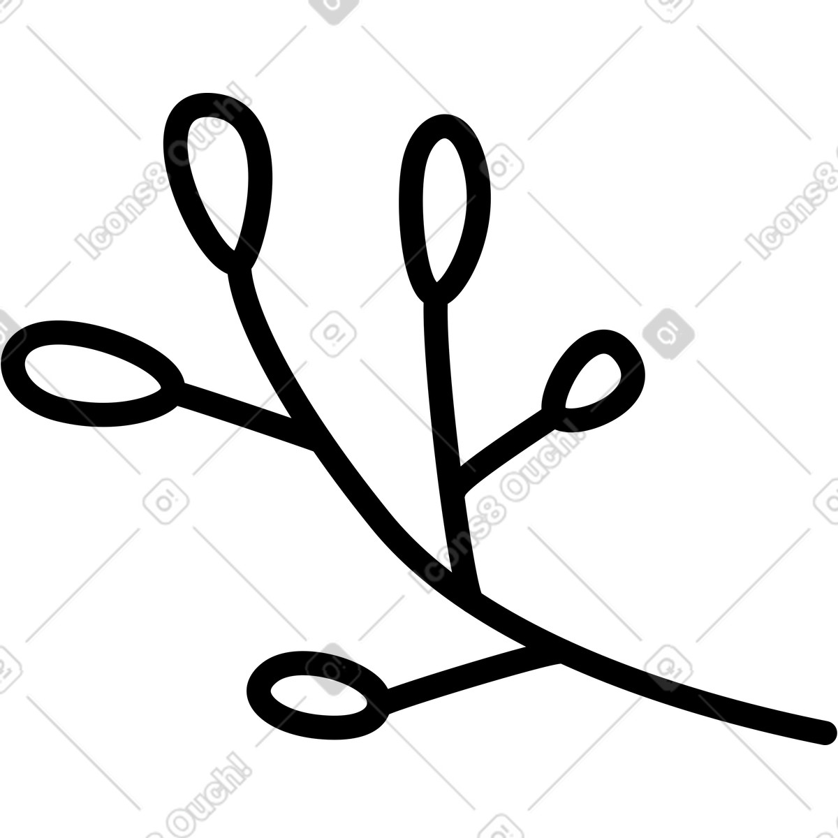 Branch illustration in Rocky style download in PNG, SVG