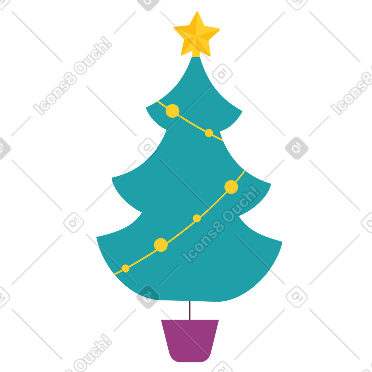 Ilustração animada de Árvore natal em no estilo Sammy para baixar em GIF, Lottie (JSON), AE