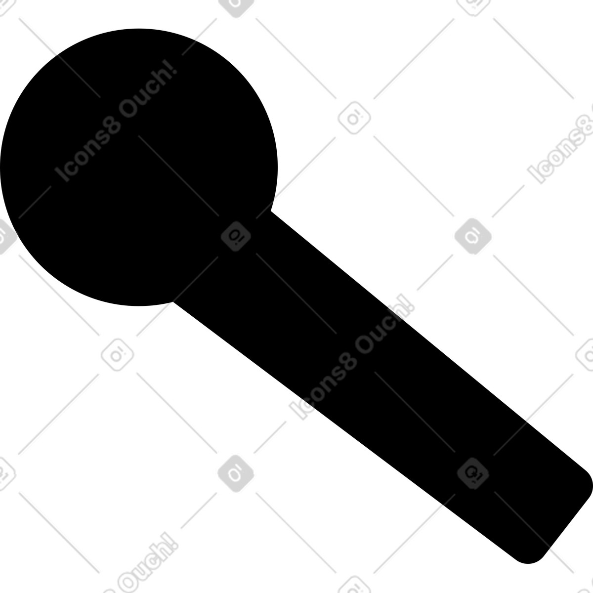 Ilustración Microphone icon solid black shape with circular head and handle en estilo Notion Line Art a descargar en PNG y SVG