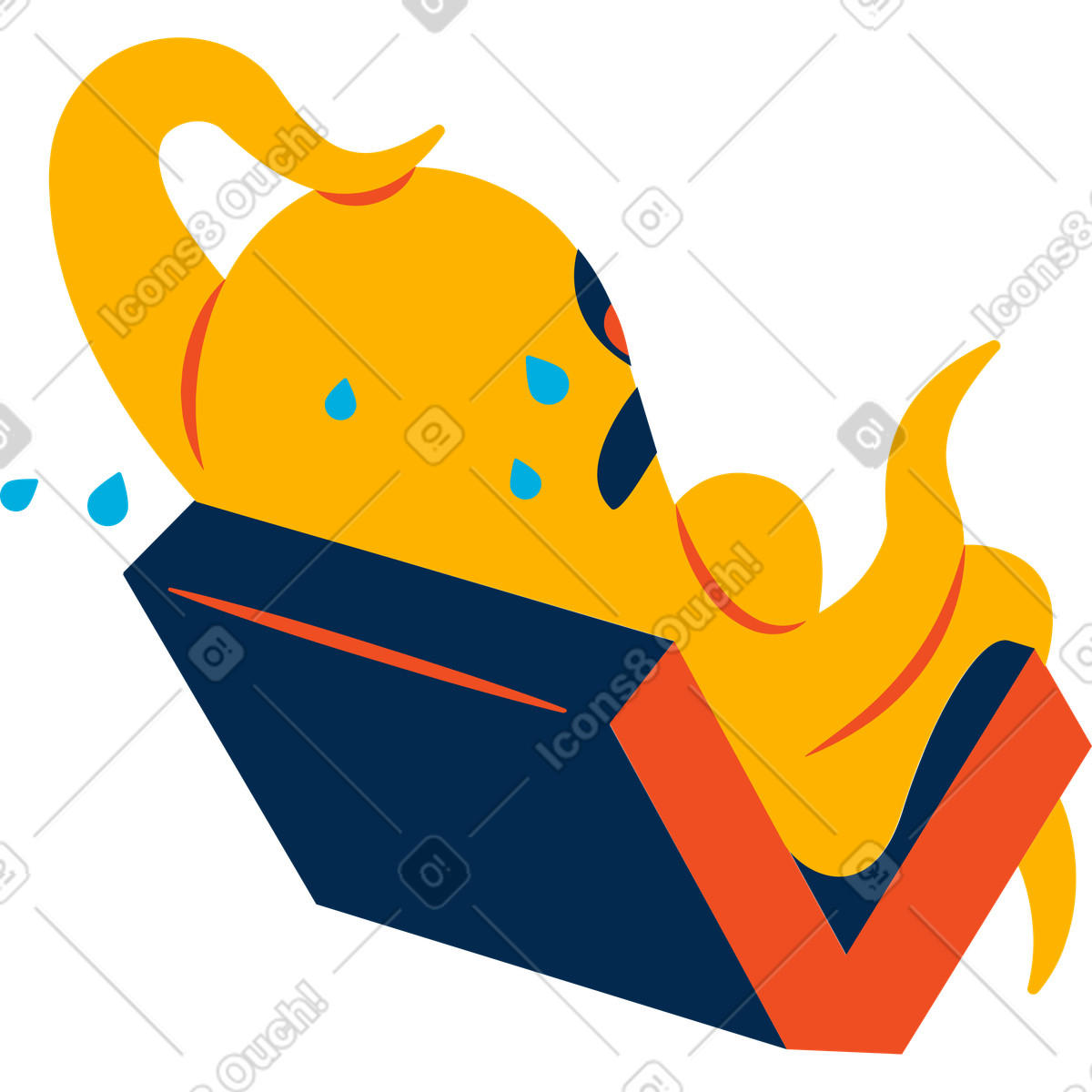 Worried alien illustration in Flame style download in PNG, SVG