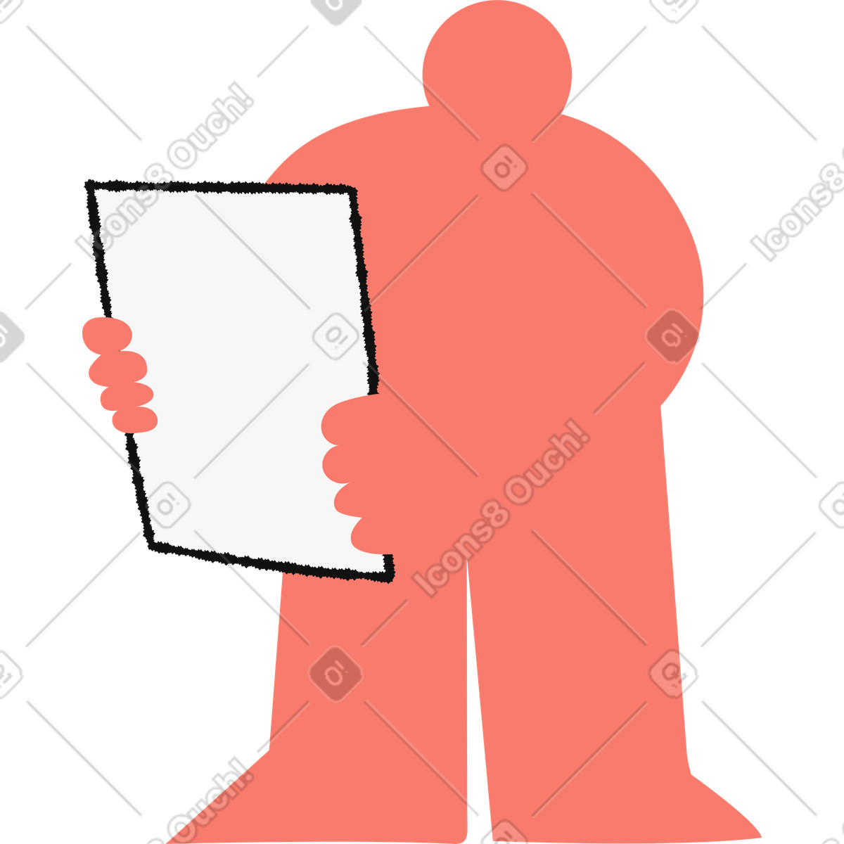 Ilustração de Silhouette character holding large blank document page for copy space em no estilo Bold People para baixar em PNG, SVG