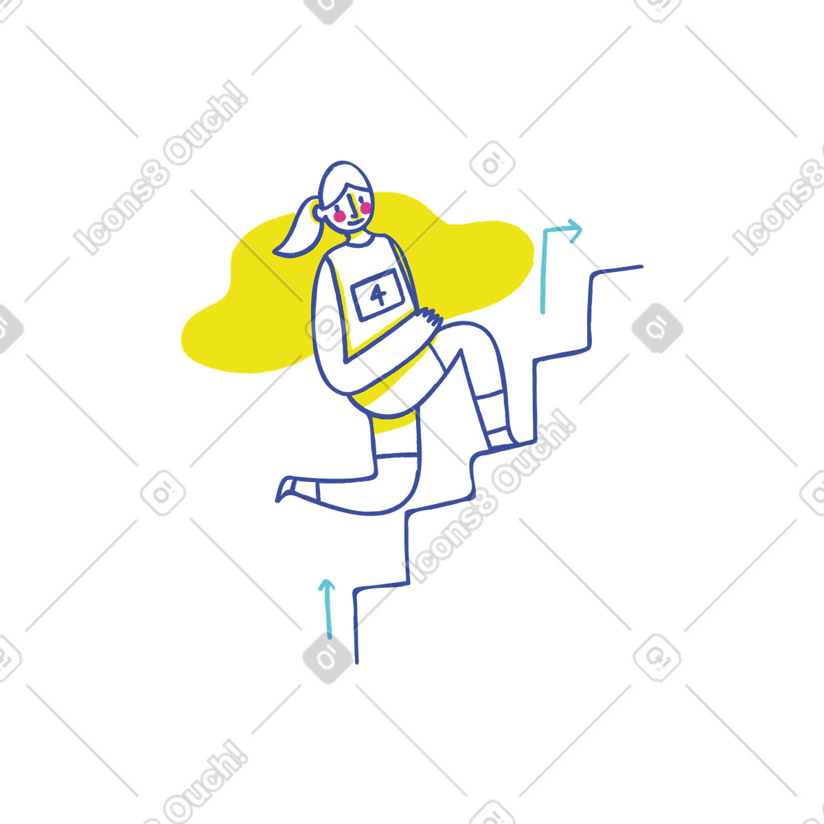 下载 Lime 风格的 女人跑上楼梯 插画，支持 PNG、SVG 格式