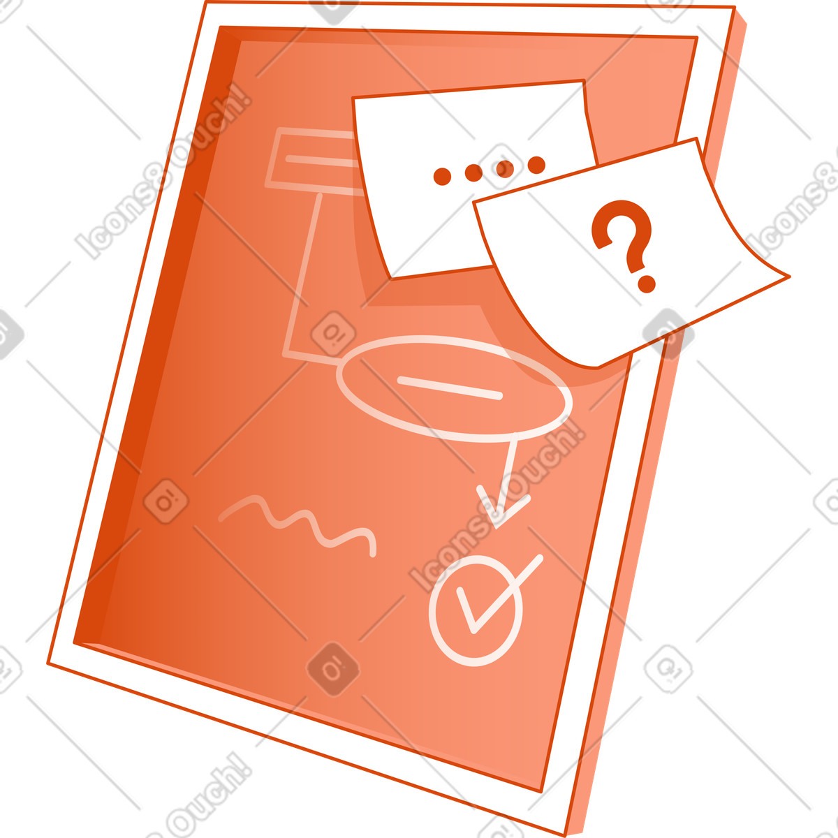 Chalk drawing board with stickers on it illustration in Orange style download in PNG, SVG