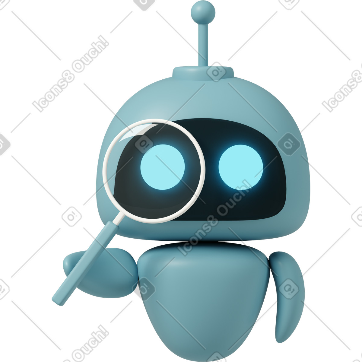 Ilustración Gpt robot holding loupe en estilo 3D Casual life a descargar en PNG y SVG