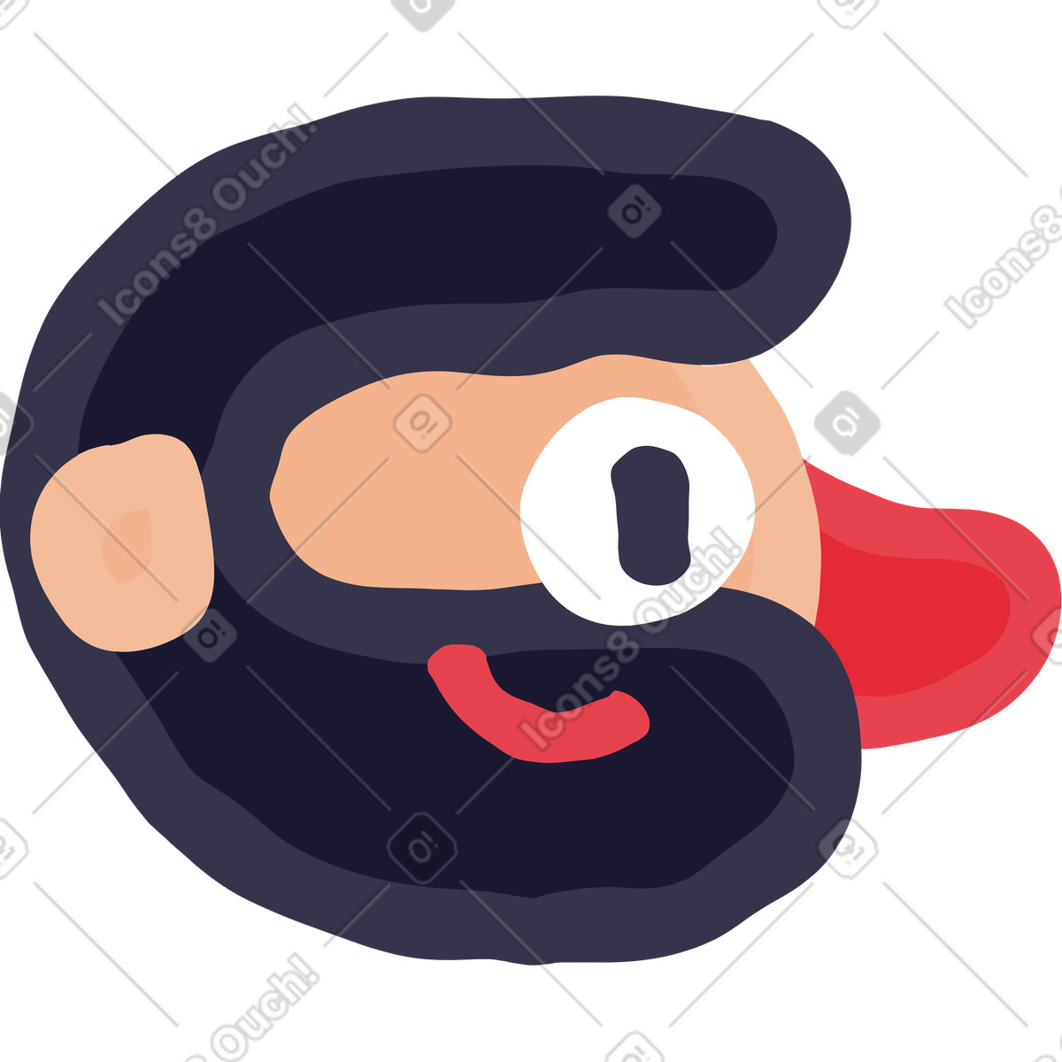 Head illustration in Stripy style download in PNG, SVG