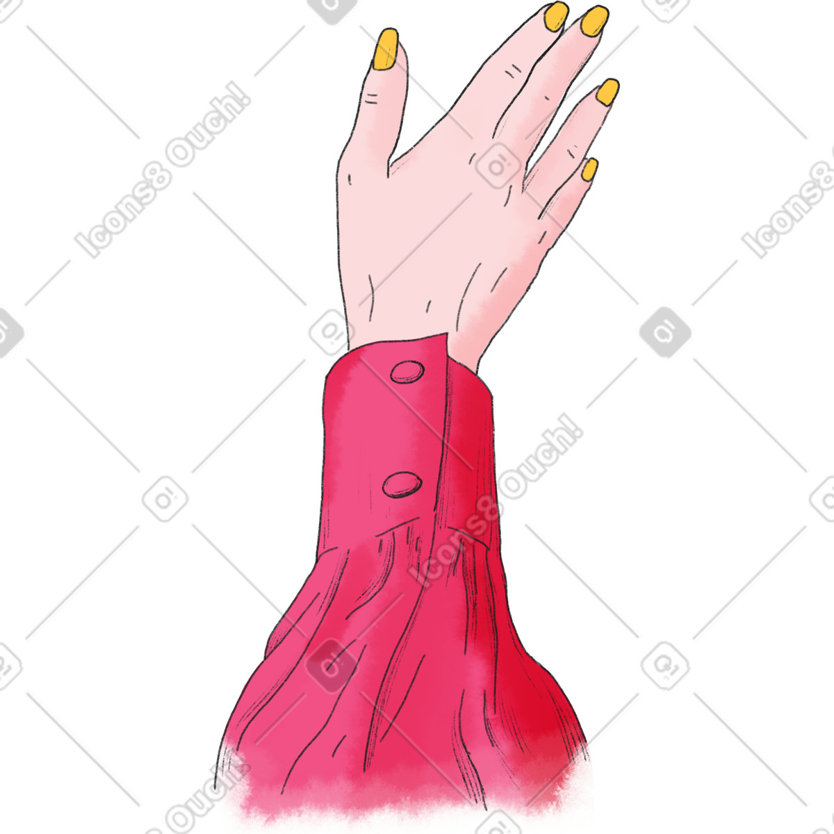 Right hand in a pink sleeve illustration Moments style download PNG, SVG