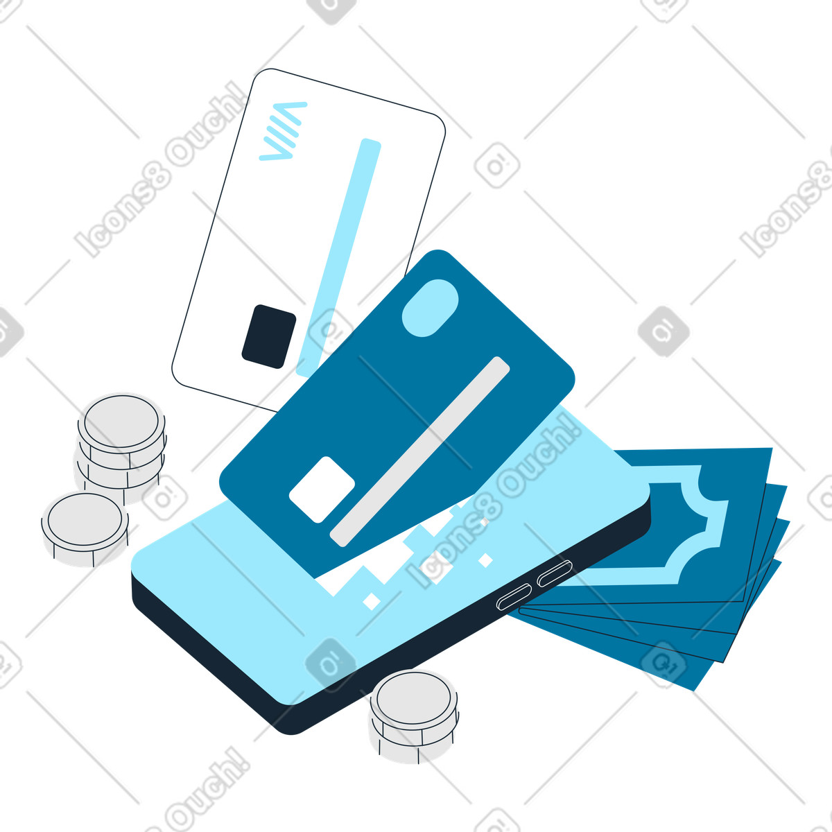 Ilustração de Carteira web e serviços bancários online em no estilo Indigo para baixar em PNG, SVG