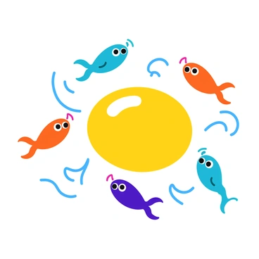 A colorful illustration depicting multiple sperm cells with cartoonish features swimming energetically towards a large, round egg. The sperm cells are adorned with cheerful expressions and varying colors, creating a lively atmosphere. The egg is a bright, shining orb, slightly larger than the sperm cells, positioned in the center of the scene. Small, playful waves are shown around the sperm cells, enhancing the sense of movement and determination as they navigate through the vibrant environment.