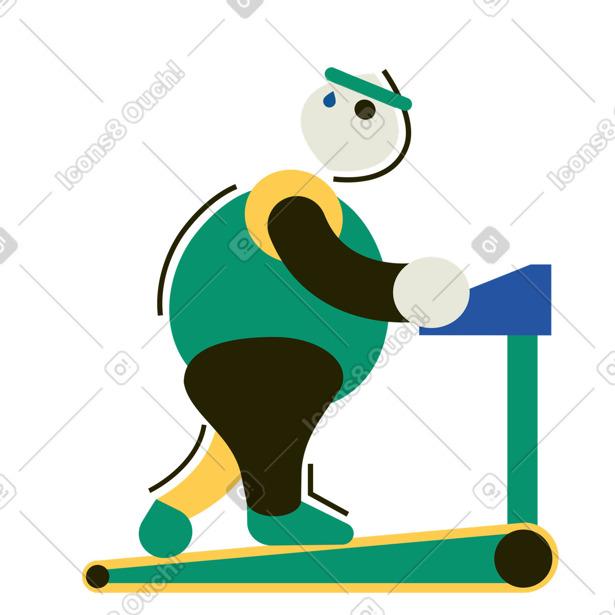 Illustration Courir sur un tapis roulant pour perdre du poids dans le style Spot à télécharger aux formats PNG, SVG