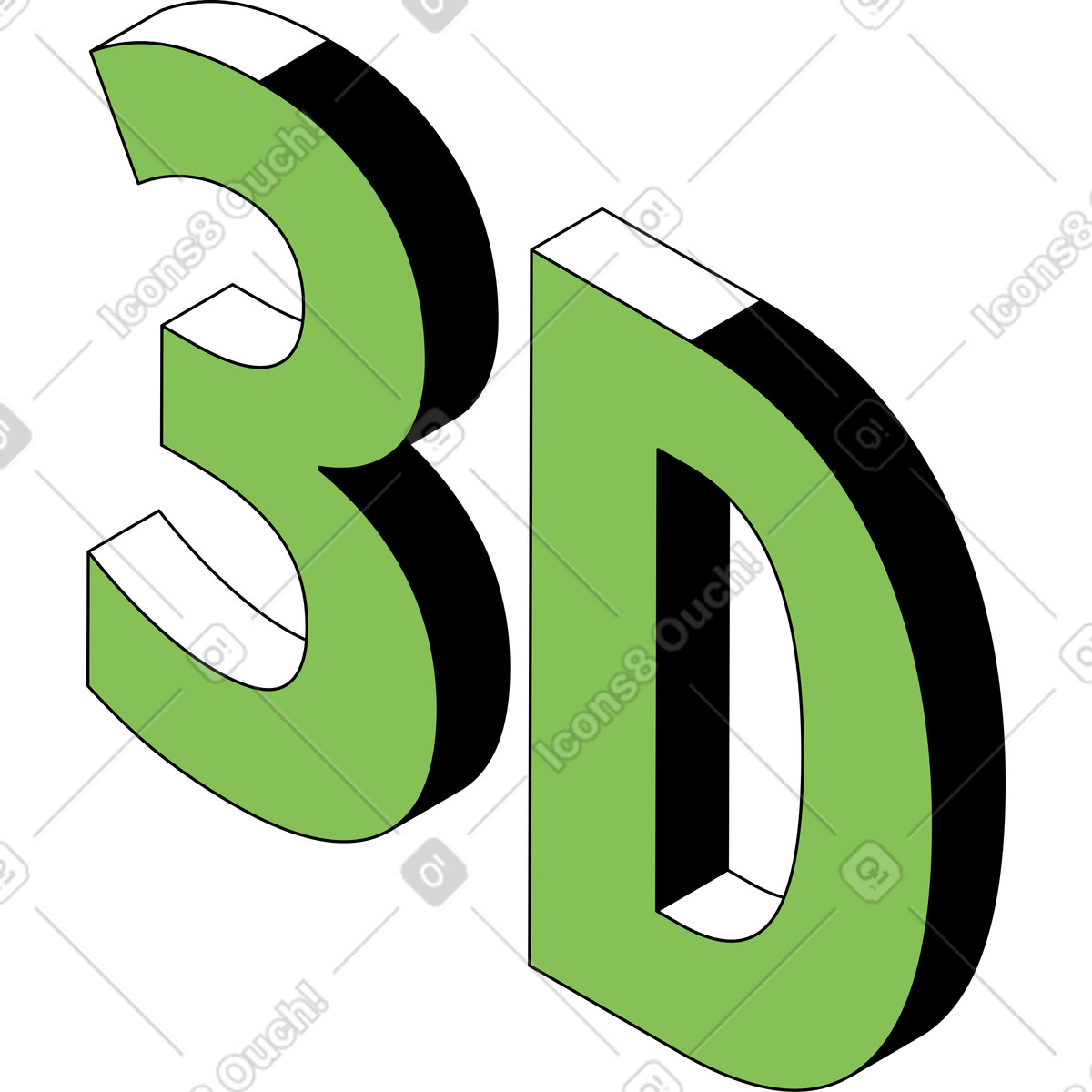 Illustration Lettrage de texte 3d dans le style Isometric à télécharger aux formats PNG, SVG