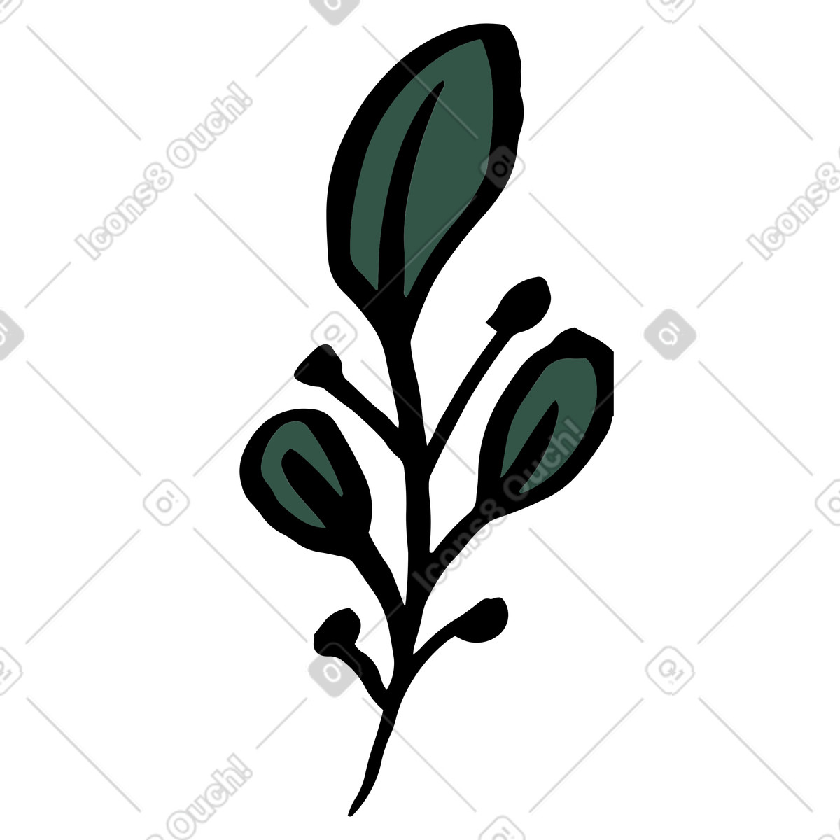 Simple plant leaves, nature and ecology illustration in Scandi style download in PNG, SVG