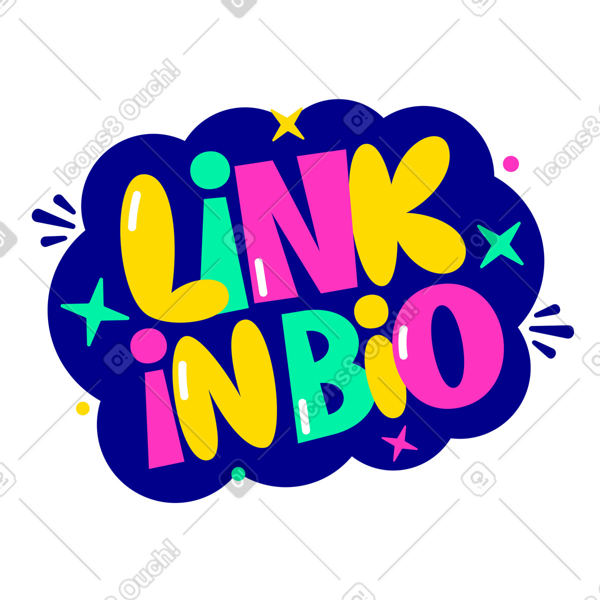 Collegamento adesivo con scritte nel testo bio multicolore illustrazione in stile Lettering scarica in PNG, SVG