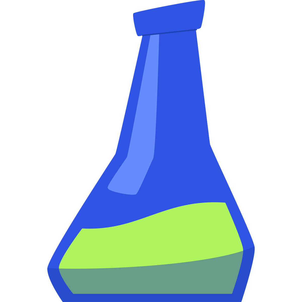 Blue flask with green liquid illustration in Bouncy style download in PNG, SVG